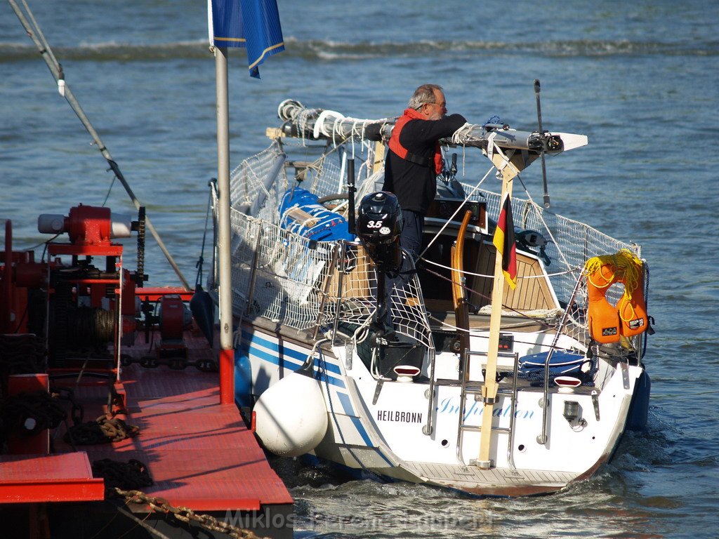 Motor Segelboot mit Motorschaden trieb gegen Alte Liebe bei Koeln Rodenkirchen P095.JPG